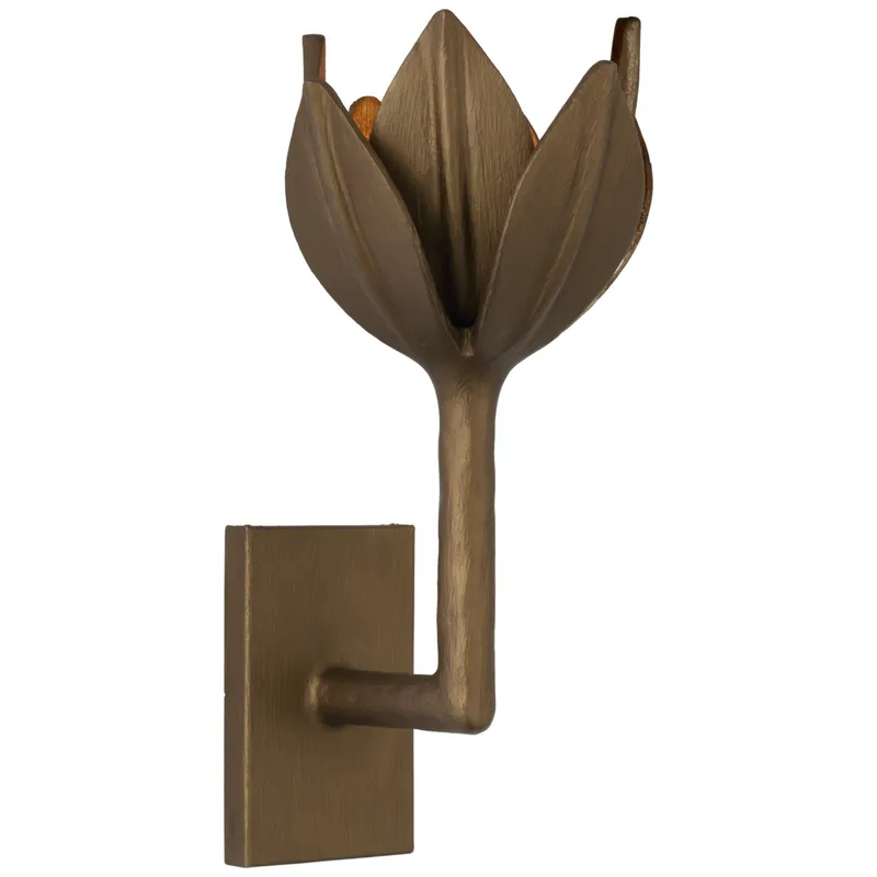Julie Neill Alberto Small Sconce in Antique Bronze Leaf Wall Light W5.75" x H11.5"