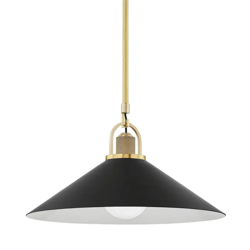 Syosset 1-Light Pendant in Aged Brass 20W x 11.38H (Black)