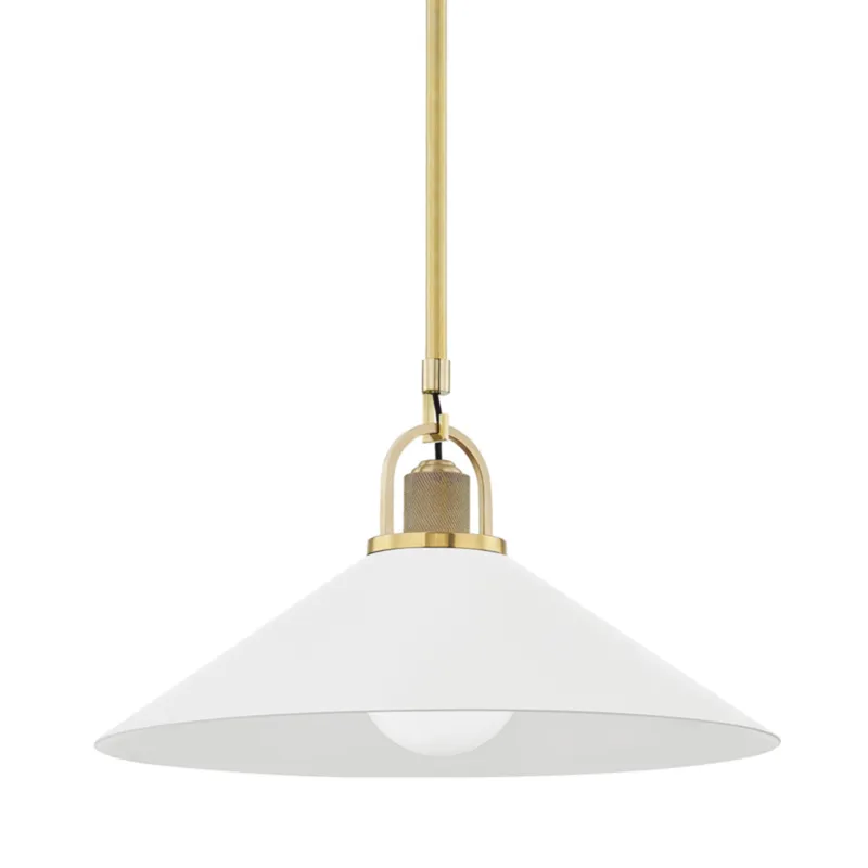 Syosset 1-Light Pendant in Aged Brass 20W x 11.38H (White)