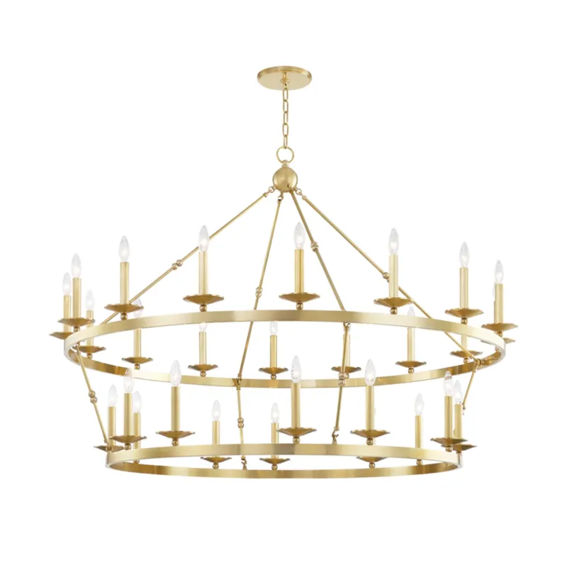 Allendale 28-Light Chandelier in Aged Brass 58W x 40.75H