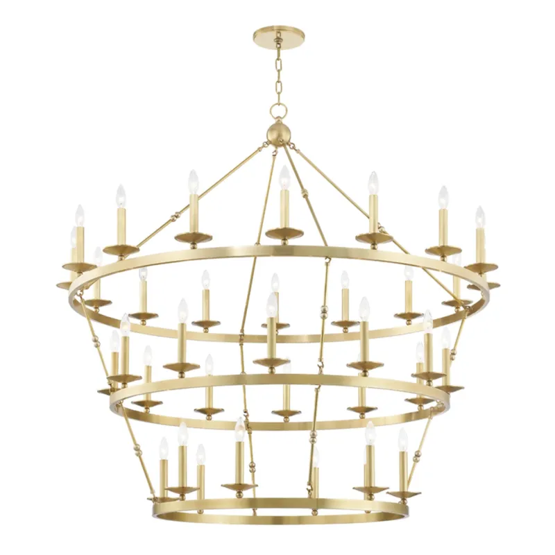 Allendale 36-Light Chandelier in Aged Brass 58W x 54.25H