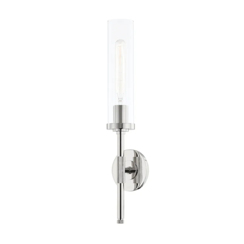 Bowery 1-Light Wall Sconce in Polished Nickel 4.75W x 22.5H