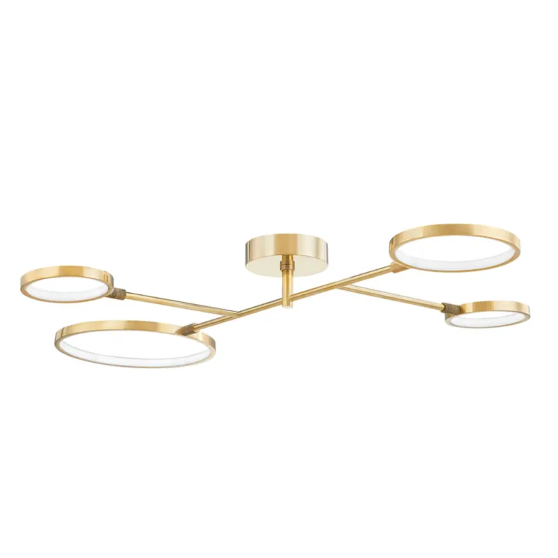 Saturn 0-Light Semi Flush in Aged Brass 43L x 34W x 4.25H
