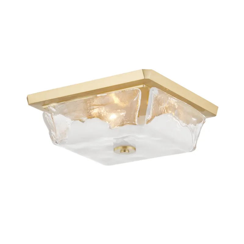 Hines 3-Light Flush Mount in Aged Brass 13W x 4.75H