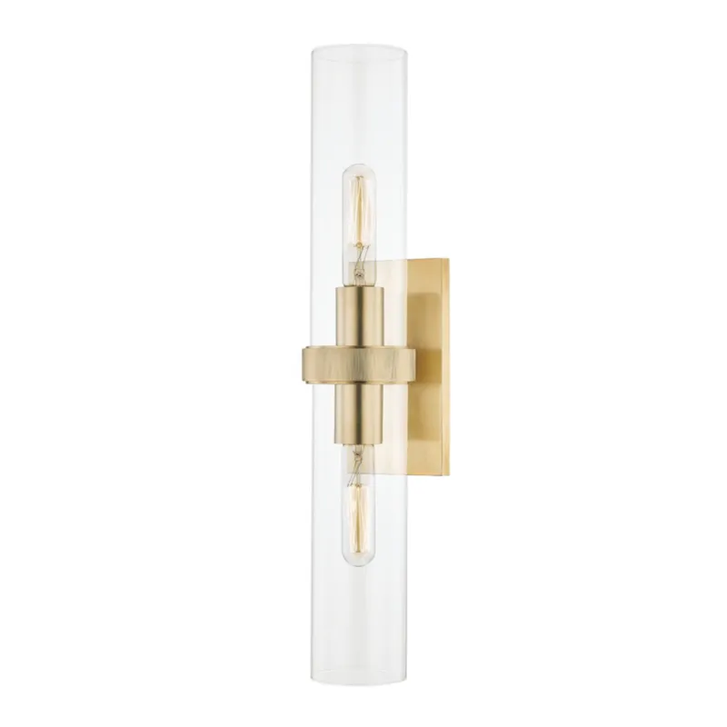 Briggs 2-Light Wall Sconce in Aged Brass 4.5W x 23H