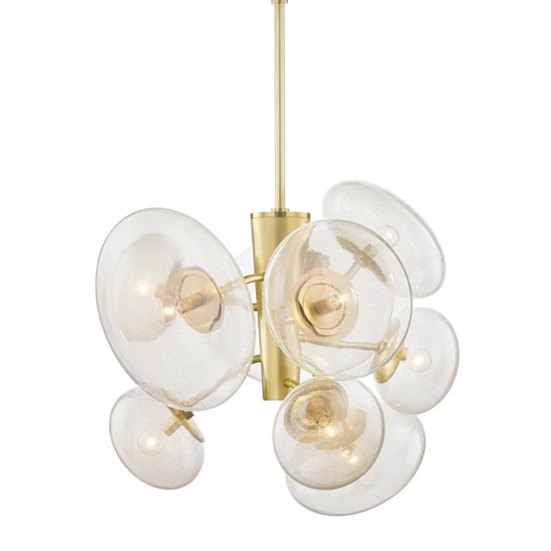 Opera 9-Light Chandelier in Aged Brass by Kelly Behun 30.75W x 24.5H