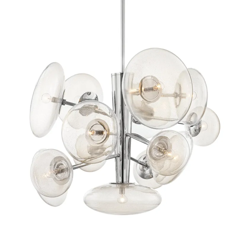 Opera 14-Light Chandelier in Polished Nickel by Kelly Behun 55W x 33H