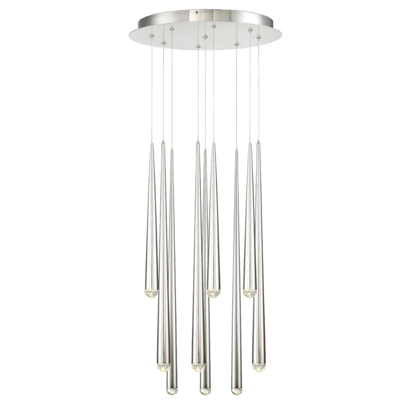 Modern Forms PD-41709R-PN 3500K 63 Watt Cascade Crystal LED Round Chandelier in Polished Nickel