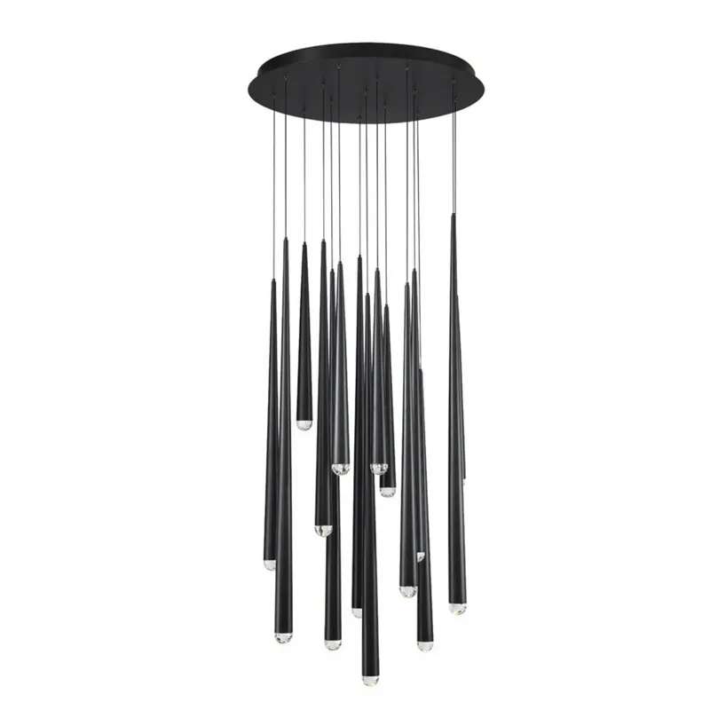 Modern Forms PD-41715R-BK 3500K 105 Watt Cascade Crystal LED Round Chandelier in Black