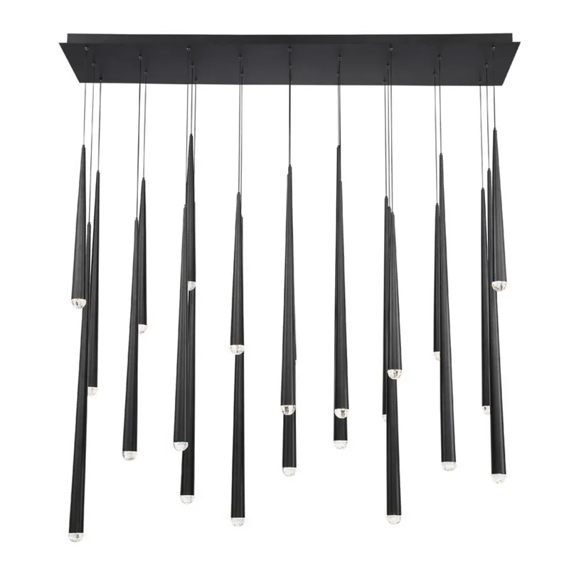 Modern Forms PD-41723L-BK 3500K 161 Watt Cascade Crystal LED Linear Chandelier in Black