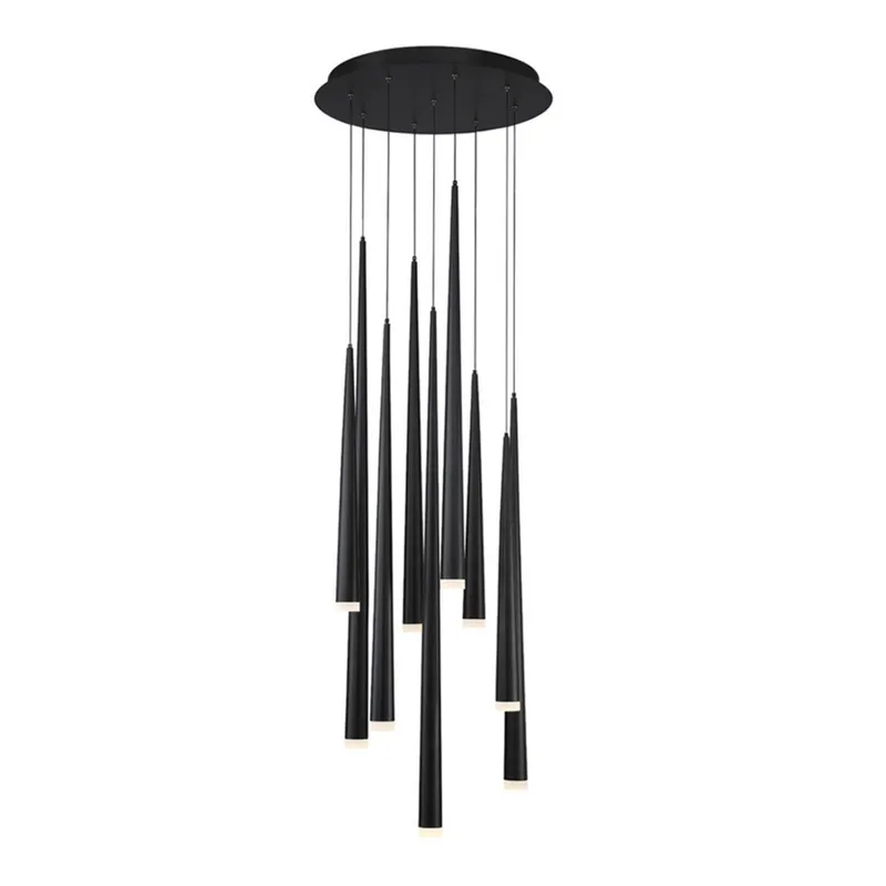 Modern Forms PD-41809R-BK 3500K 63 Watt Cascade Etched Glass LED Round Chandelier in Black