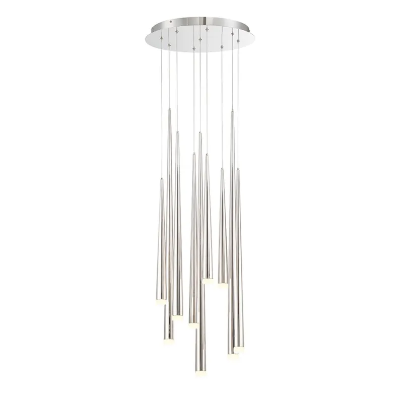 Modern Forms PD-41809R-PN 3500K 63 Watt Cascade Etched Glass LED Round Chandelier in Polished Nickel