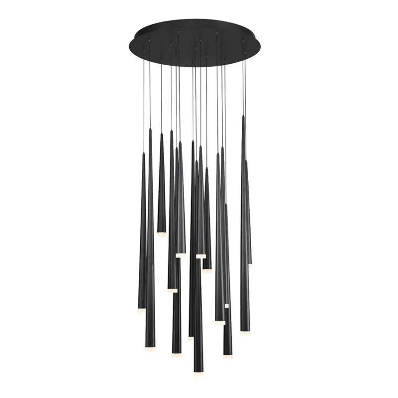 Modern Forms PD-41815R-BK 3500K 105 Watt Cascade Etched Glass LED Round Chandelier in Black