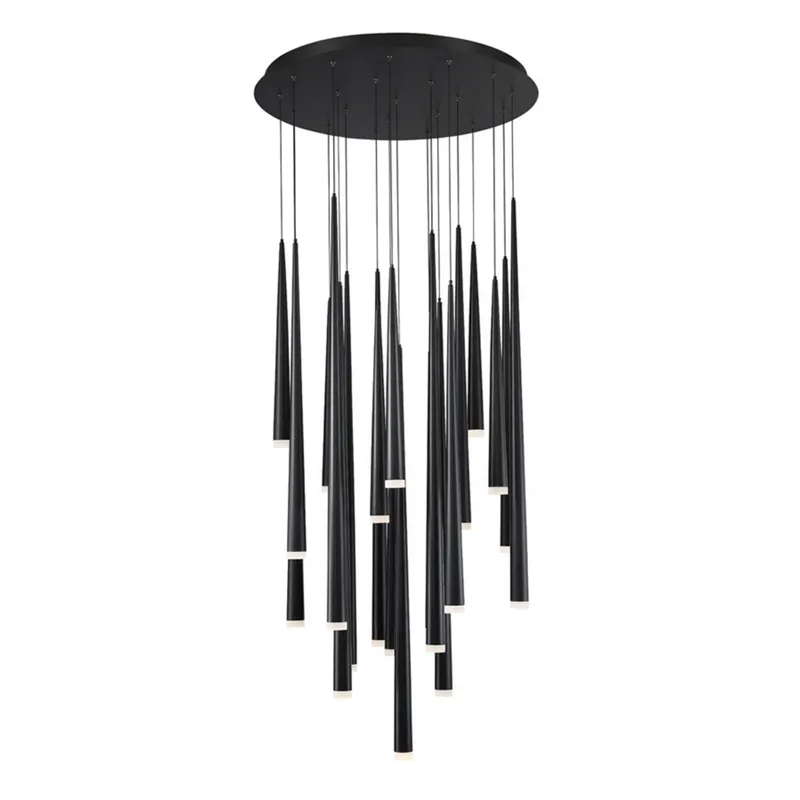 Modern Forms PD-41821R-BK 3500K 147 Watt Cascade Etched Glass LED Round Chandelier in Black