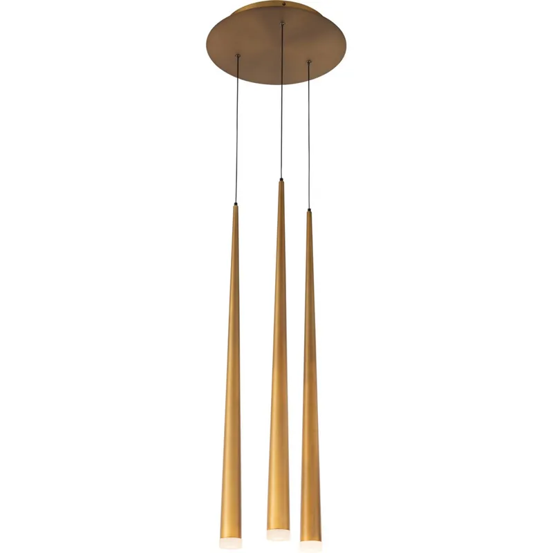 Modern Forms PD-41803R-AB 3500K 21 Watt Cascade Etched Glass LED Round Chandelier in Aged Brass