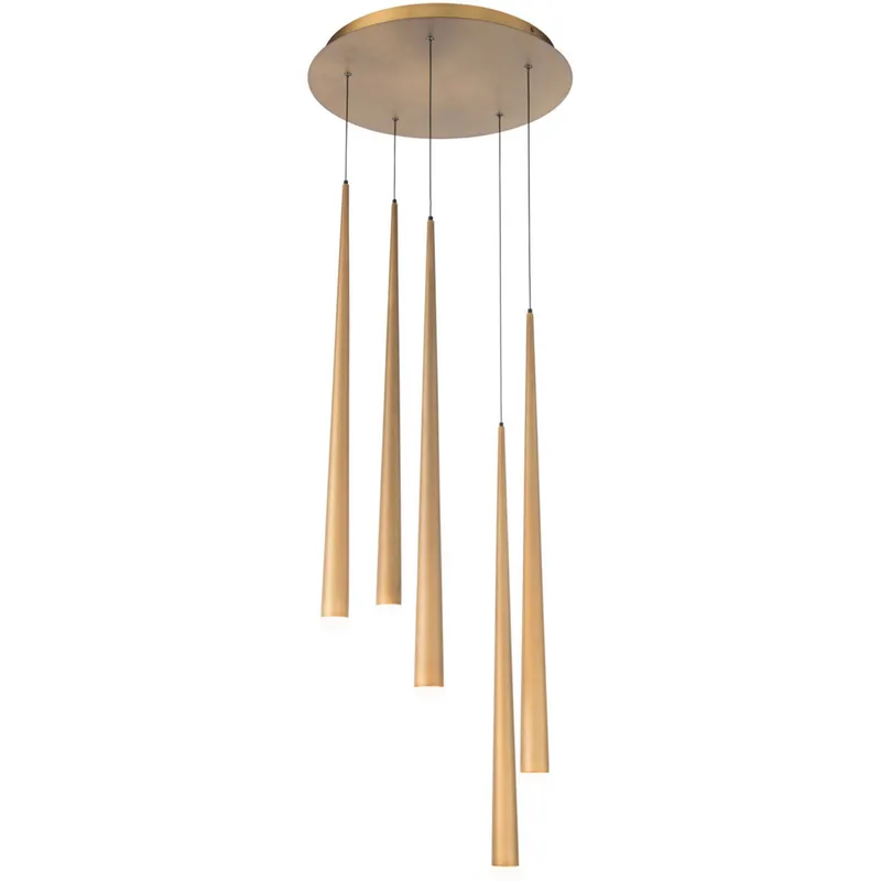 Modern Forms PD-41805R-AB 3500K 35 Watt Cascade Etched Glass LED Round Chandelier in Aged Brass