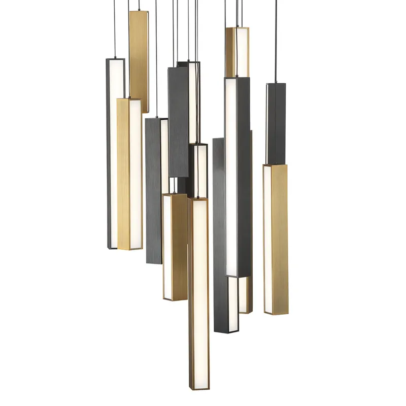 Modern Forms PD-64815R-BK/AB-BK 3000K 80 Watt Chaos LED Round Chandelier in Black & Aged Brass & Black