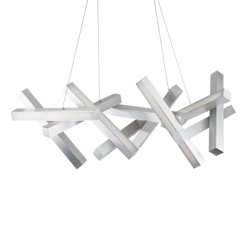 Modern Forms PD-64848-AL 3000K 29.57 Watt Chaos LED Linear Chandelier in Brushed Aluminum