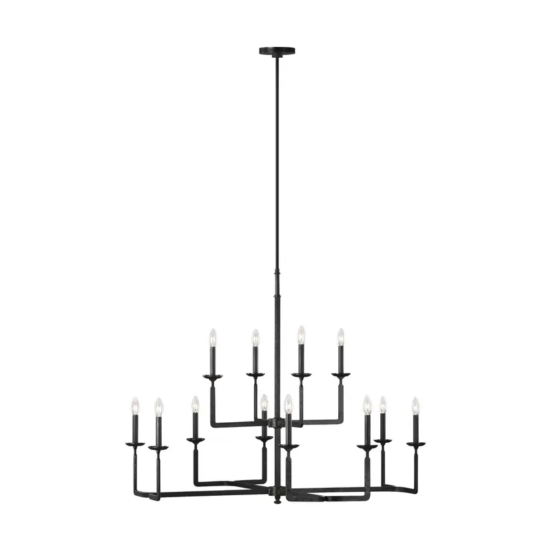 Ansley Large Chandelier Contemporary/ Modern 44" Width 35.75" Height Steel in Aged Iron