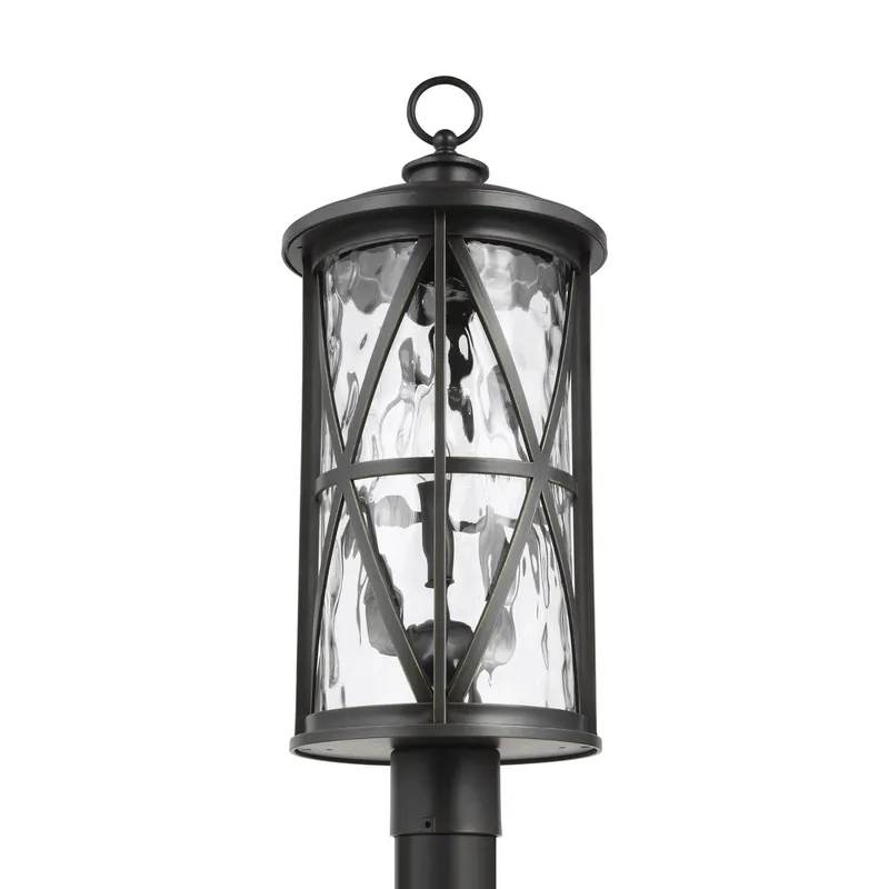Millbrooke Post Lantern Traditional Outdoor Fixture 24.5" Height StoneStrong Round Water Shade in Antique Bronze