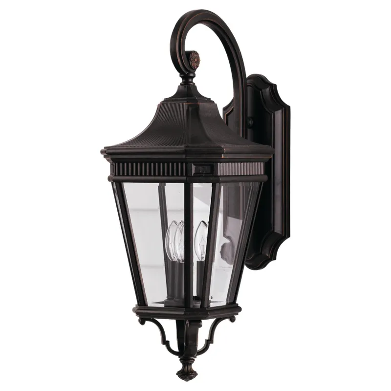 Cotswold Lane Medium Lantern Traditional Outdoor Fixture 9.5" Width 23.75" Height Aluminum Irregular Clear Beveled Shade in Grecian Bronze