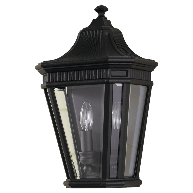 Cotswold Lane Pocket Lantern Traditional Outdoor Fixture 9.5" Width 16" Height Aluminum Irregular Clear Beveled Shade in Black