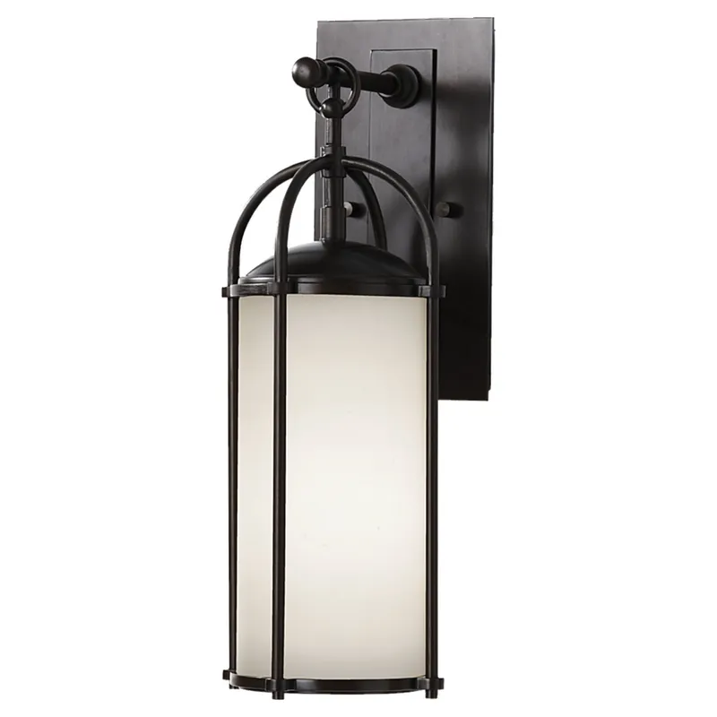 Dakota Small Lantern Transitional Outdoor Fixture 6.125" Width 16.875" Height Aluminum Round White Opal Etched Shade in Espresso