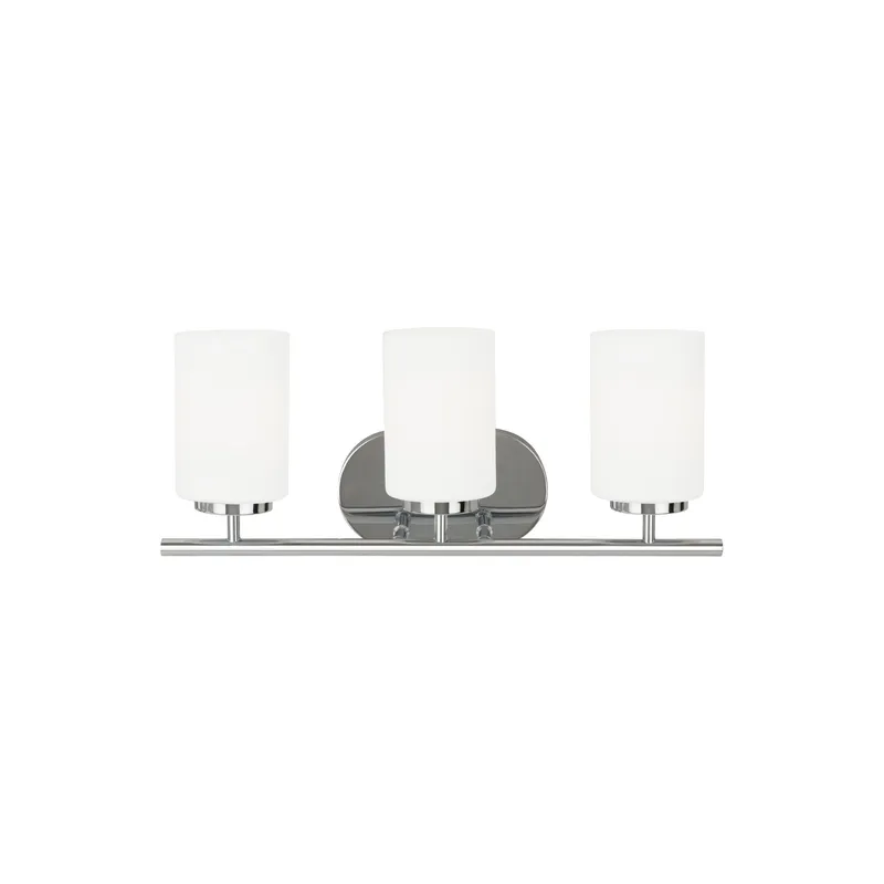 Oslo Three Light Wall / Bath Contemporary Fixture 20" Width 8.5" Height Steel Round Cased Opal Etched Shade in Chrome