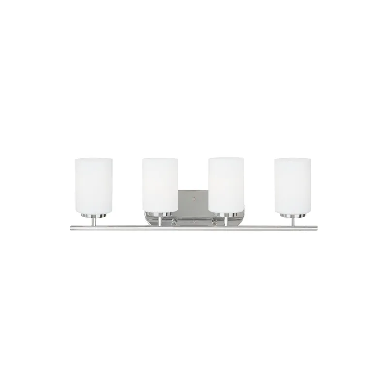 Oslo Four Light Wall / Bath LED Contemporary Fixture 27.5" Width 8.5" Height Steel Round Cased Opal Etched Shade in Chrome