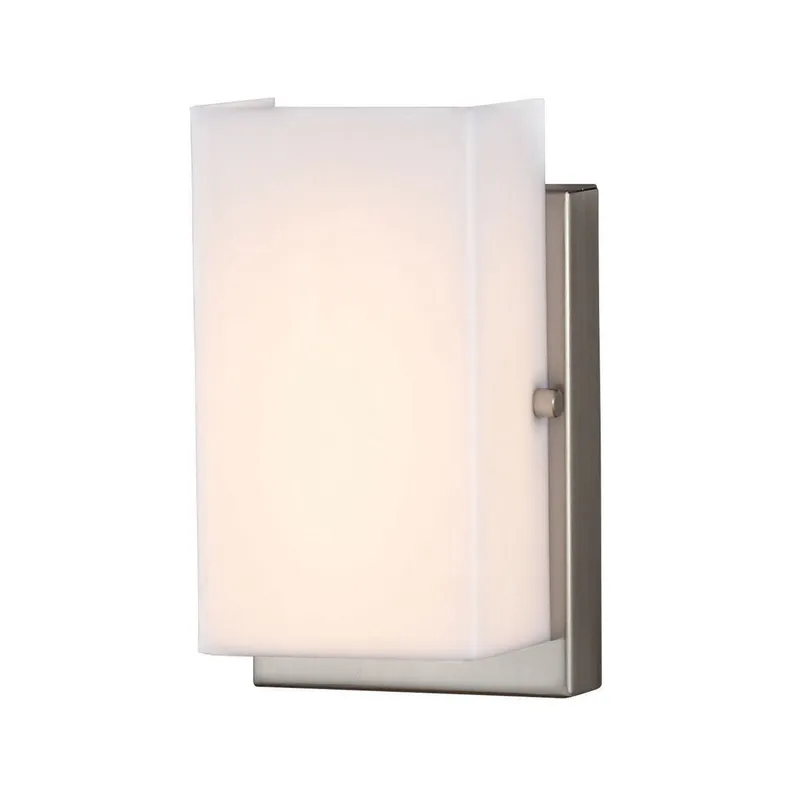 Vandeventer LED Wall / Bath Sconce Contemporary Fixture 4.5" Width 7.875" Height Steel Rectangular White Shade in Brushed Nickel
