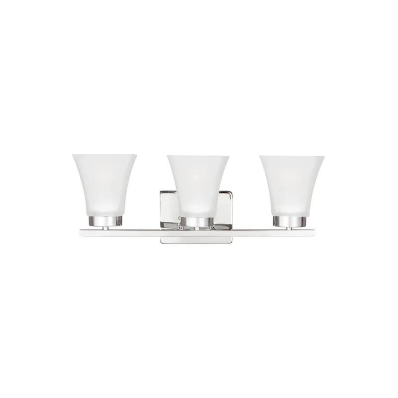 Bayfield Three Light Wall / Bath LED Contemporary Fixture 20" Width 7.75" Height Steel Square Satin Etched Shade in Chrome