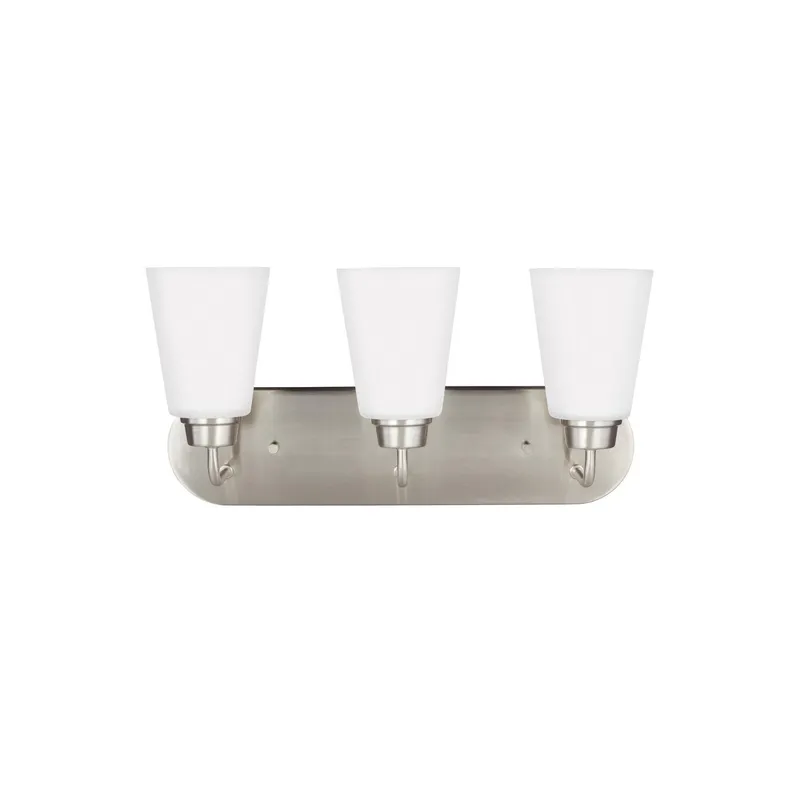 Kerrville Three Light Wall / Bath LED Transitional Fixture 18" Width 9" Height Steel Round Satin Etched Shade in Brushed Nickel
