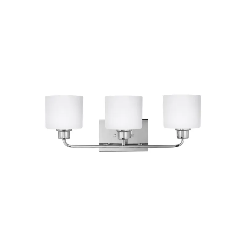 Canfield Three Light Wall / Bath LED Modern Fixture 23.125" Width 8.375" Height Steel Round Etched White Inside Shade in Chrome