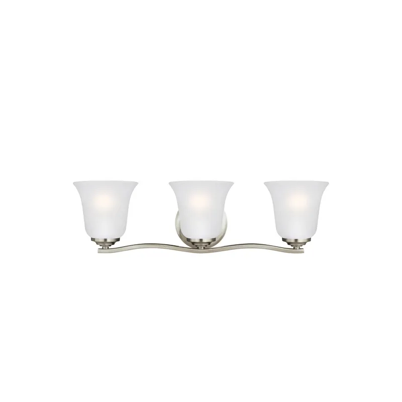 Emmons Three Light Wall / Bath LED Traditional Fixture 23.25" Width 6.25" Height Steel Round Satin Etched Shade in Brushed Nickel