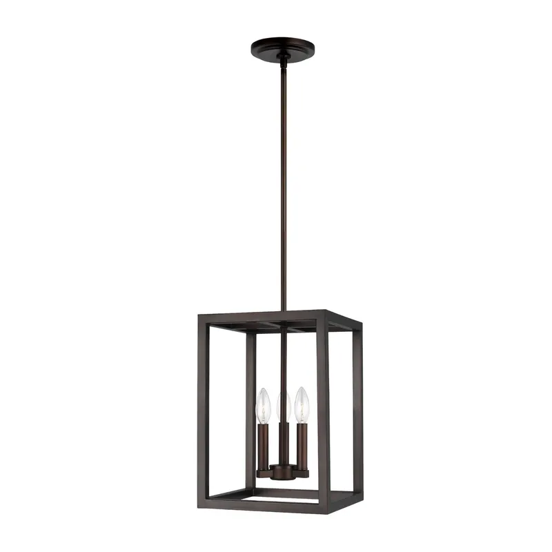 Moffet Street Small Three Light Hall / Foyer Transitional Pendant 10.5" Width 15" Height Steel in Bronze