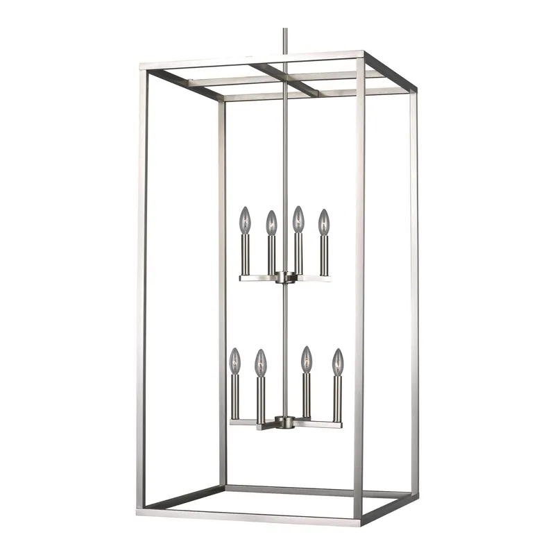 Moffet Street Extra Large Eight Light Hall / Foyer Transitional Pendant 23.5" Width 46" Height Steel in Brushed Nickel