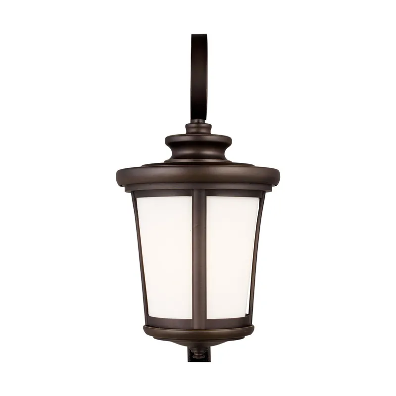 Eddington Large One Light Outdoor Wall Lantern Traditional Fixture 10" Width 19.875" Height Aluminum Round Cased Opal Etched Shade in Antique Bronze