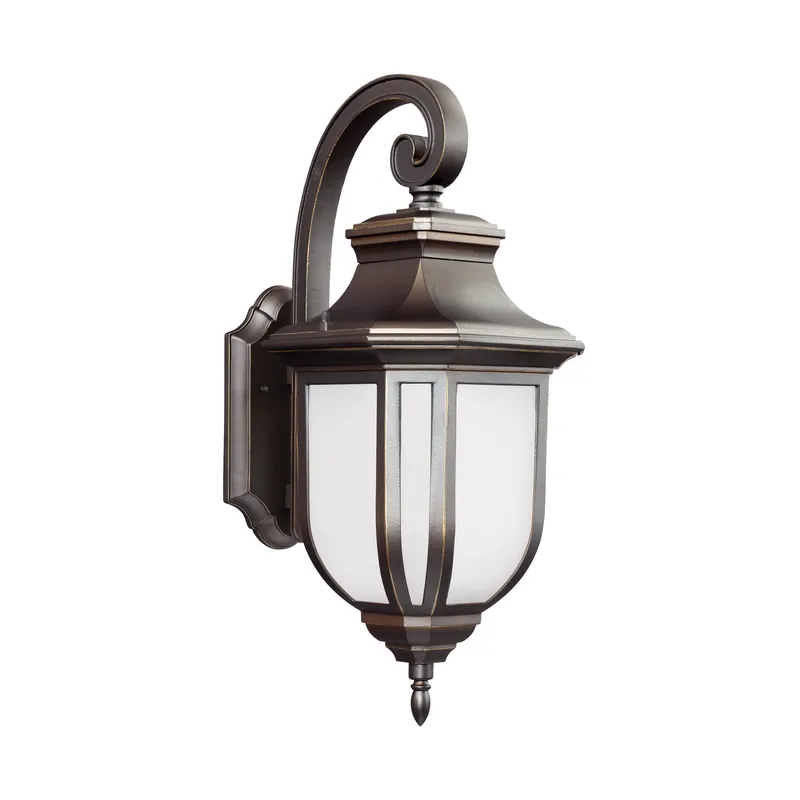 Childress Large One Light Outdoor Wall Lantern Traditional Fixture 9" Width 21.25" Height Die Cast Aluminum Satin Etched Shade in Antique Bronze