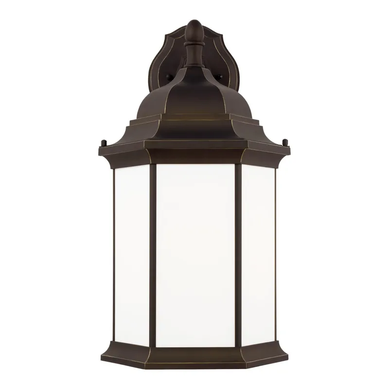 Sevier Extra Large One Light Downlight Outdoor Wall Lantern Traditional Fixture 12.5" Width 23.25" Height Die Cast Aluminum Rectangular Satin Etched Shade in Antique Bronze