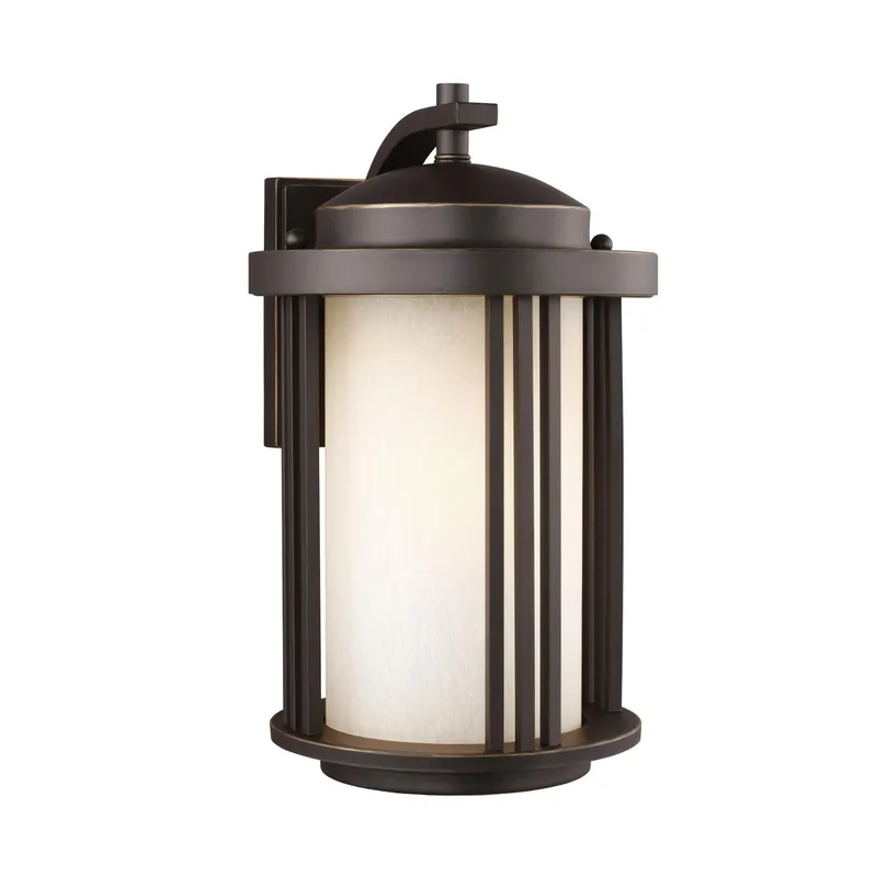 Crowell Medium One Light Outdoor Wall Lantern LED Contemporary Fixture Dark Sky 9" Width 14.875" Height Aluminum Round Creme Parchment Shade in Antique Bronze