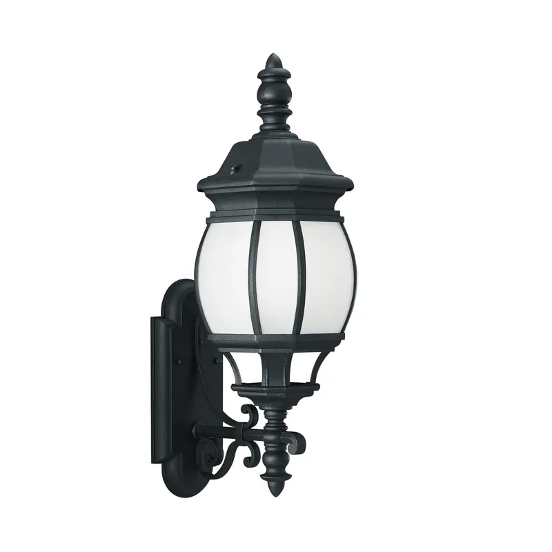 Wynfield One Light Outdoor Wall Lantern LED Traditional Fixture 7.75" Width 23.5" Height Die Cast Aluminum Irregular Frosted Shade in Black