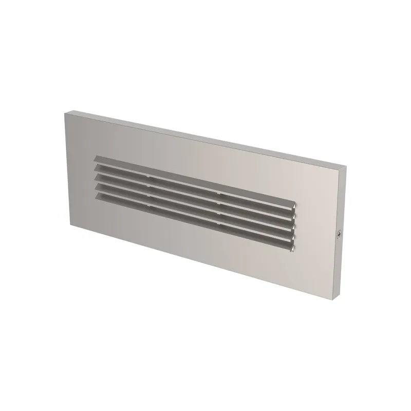 Louver Amber LED Brick Light Transitional Landscape Fixture 3.3125" Height in Satin Nickel