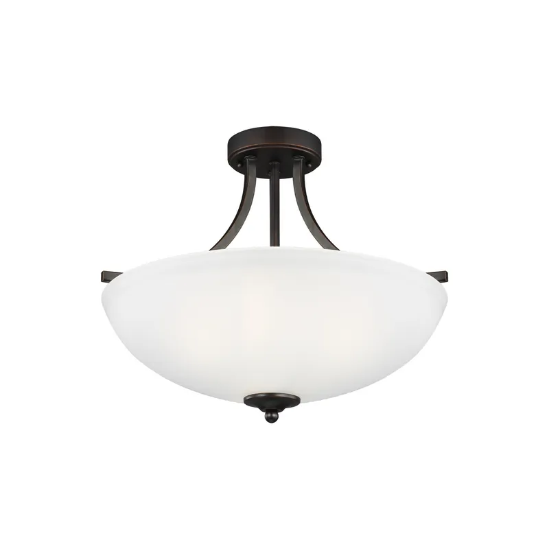 Geary Medium Three Light Semi-Flush Convertible Pendant Transitional Ceiling Fixture 16.375" Height Steel Round Satin Etched Shade in Bronze