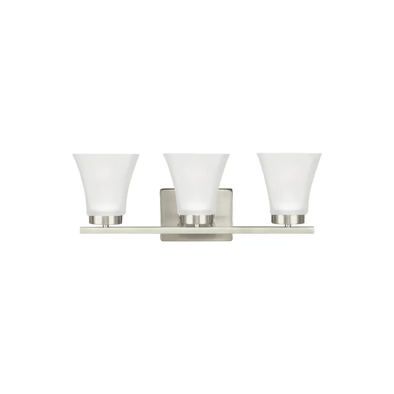 Bayfield Three Light Wall / Bath Contemporary Fixture 20" Width 7.75" Height Steel Square Satin Etched Shade in Brushed Nickel