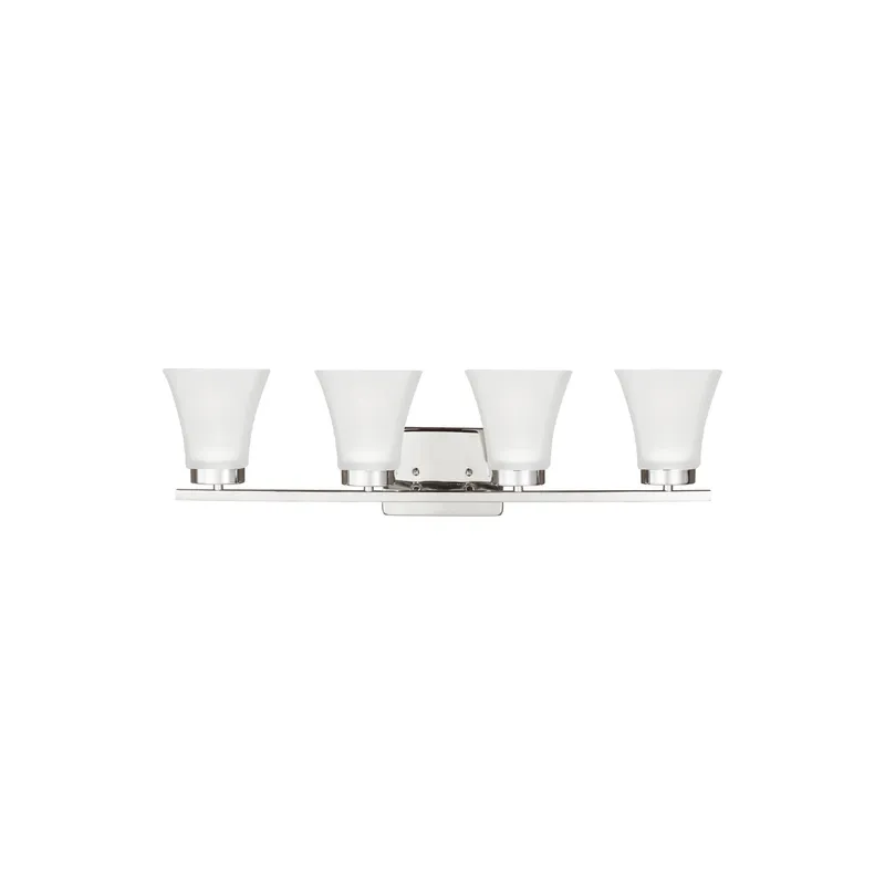 Bayfield Four Light Wall / Bath Contemporary Fixture 27.5" Width 7.75" Height Steel Square Satin Etched Shade in Chrome