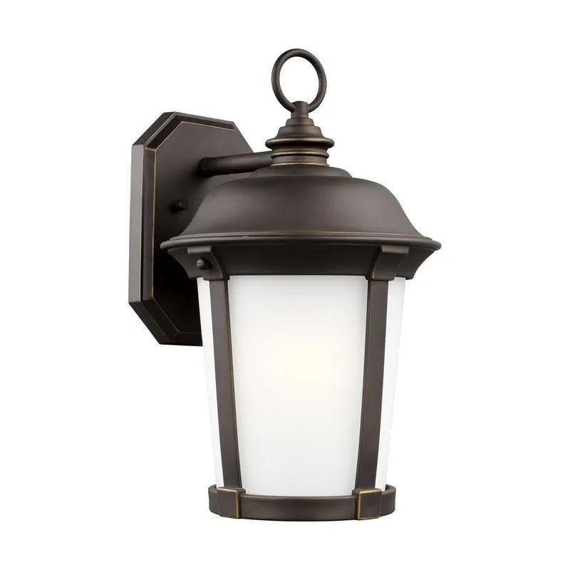 Calder Large One Light Outdoor Wall Lantern Traditional Fixture 10" Width 16.5" Height StoneStrong Round Satin Etched Shade in Antique Bronze