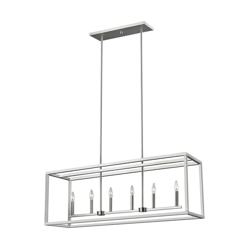 Moffet Street Six Light Island Pendant Transitional Chandelier 12" Width 15" Height Steel in Brushed Nickel