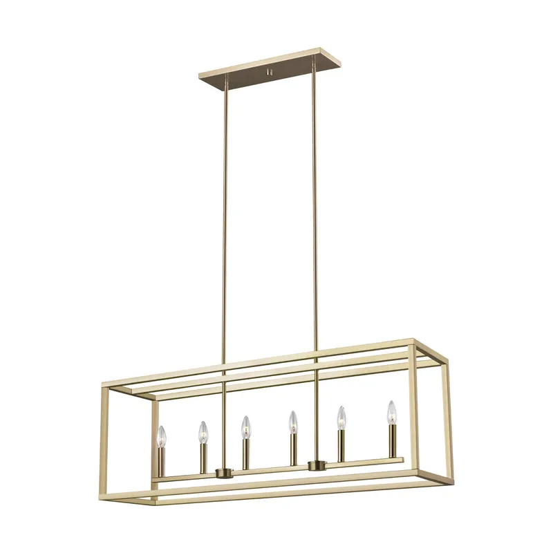 Moffet Street Six Light Island Pendant Transitional Chandelier 12" Width 15" Height Steel in Satin Brass