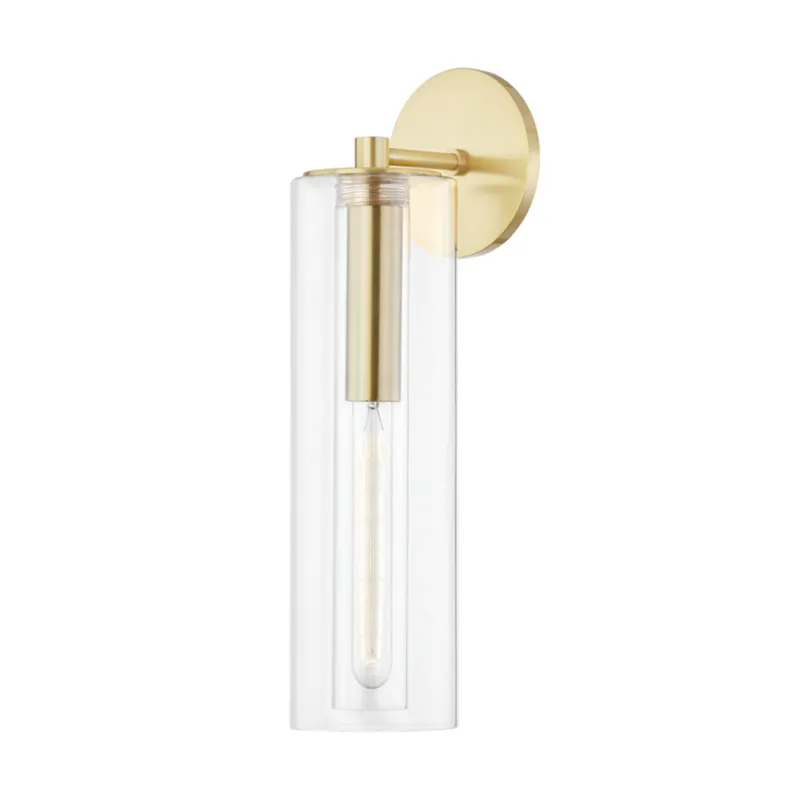 Belinda 1-Light Wall Sconce in Aged Brass 4.75W x 19H