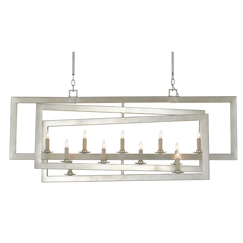 Middleton Silver Rectangular Chandelier - Contemporary Silver Leaf